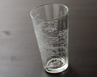 Chicago 26.2 Marathon Map Pint Glass