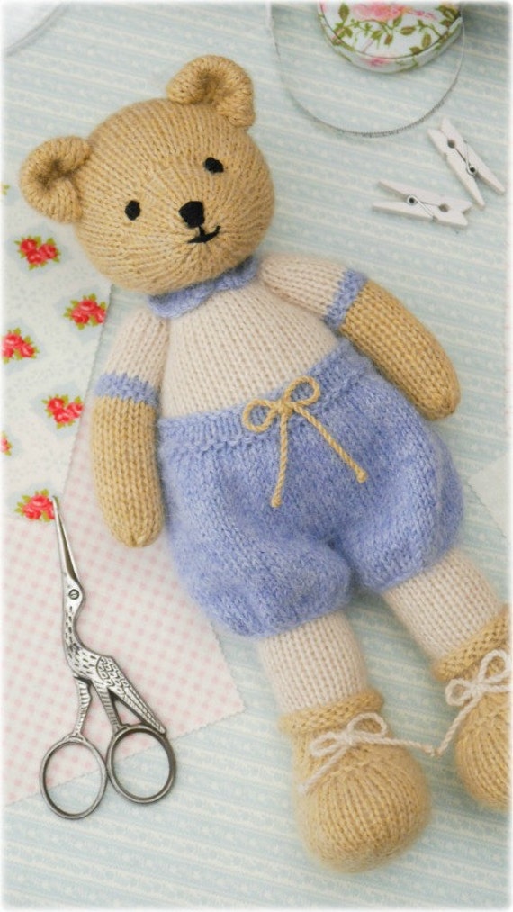 Boy Bear Toy Knitting Pattern/ INSTANT Download/ PDF/ Knitted Boy Teddy Bear/...