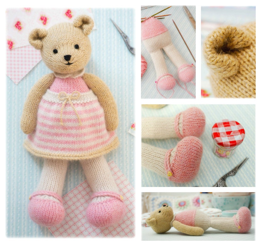 2 Teddy Bear Knitting Pattern Deal/ TEAROOM Girl and Boy Bear