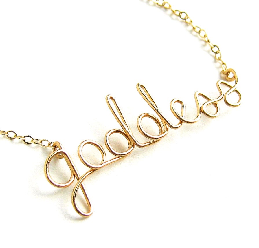 Gold goddess necklace. 14k gold fill goddess necklace. Goddess