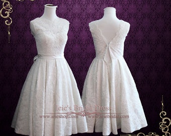 Vintage Tea Length Wedding Dress with Sweetheart Lining | Beach Wedding Dress | 50s Wedding Dress | Caroline