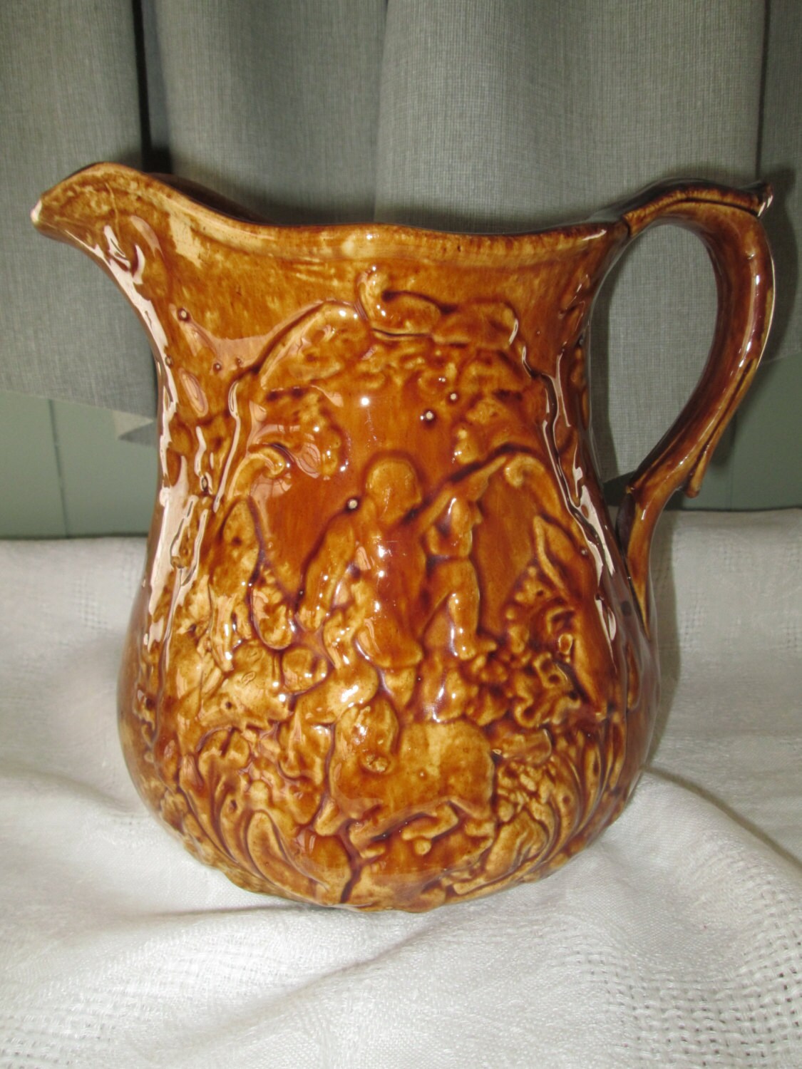 Bennington Spongeware Pottery Pitcher Yelloware Bowl