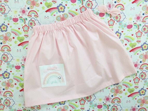 Items similar to Pink Rainbow Skirt, Pastel Rainbow, Kawaii Skirt, Hand ...