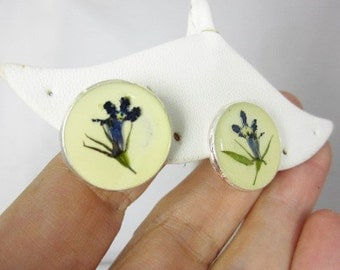 Blue Lobelia Post Earrings, Pressed Flower Earrings ,Real Flowers, Post Earrings, Resin (1709)