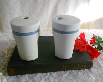 Tupperware Salt and Pepper Shakers Blue accents