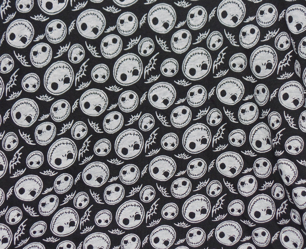 Jack Skellington Knit Fabric  Nightmare before Christmas Fabric  Jack Skellington on Black 