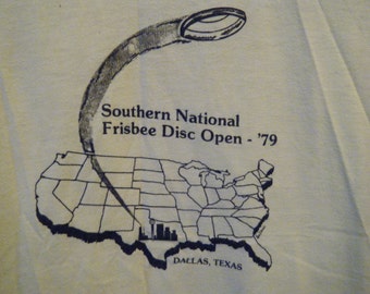 Vtg 1970s '79 Southern National Frisbee Disc Open soft Yellow Tee Large XL