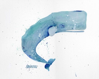 Taoide Sperm Whale original watercolor by CrystalMistCottages