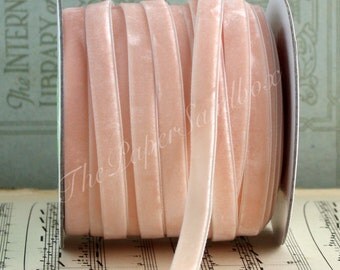 Champagne Blush Velvet Ribbon, 3/8" wide by the yard, Velvet Ribbon, Blush Velvet Trim, Weddings, Gift Wrapping, Velvet Chokers, Sewing
