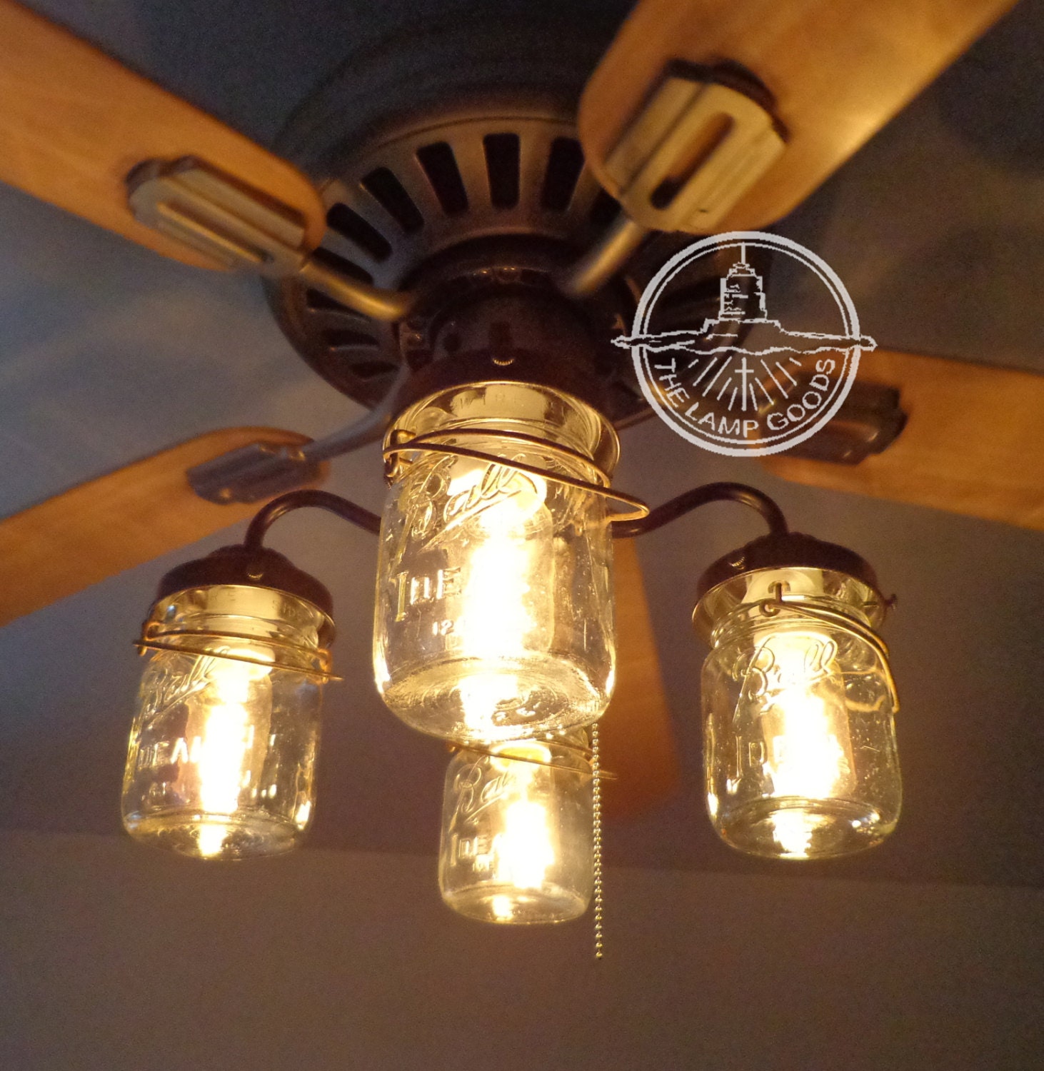 Mason Jar Ceiling Fan LIGHT KIT ONLY with Vintage Pints