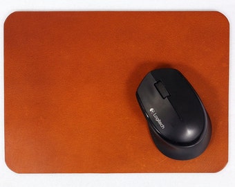 Personalised 3.5 ~ 4mm Thick vegetable tanned leather mouse pad mat / Brown Black Leather mousepad mouse mat / Monogram Mousepads MP0XS