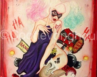 Harley Quinn pin-up art print 11x17" Joker Batman Gotham City badgirl