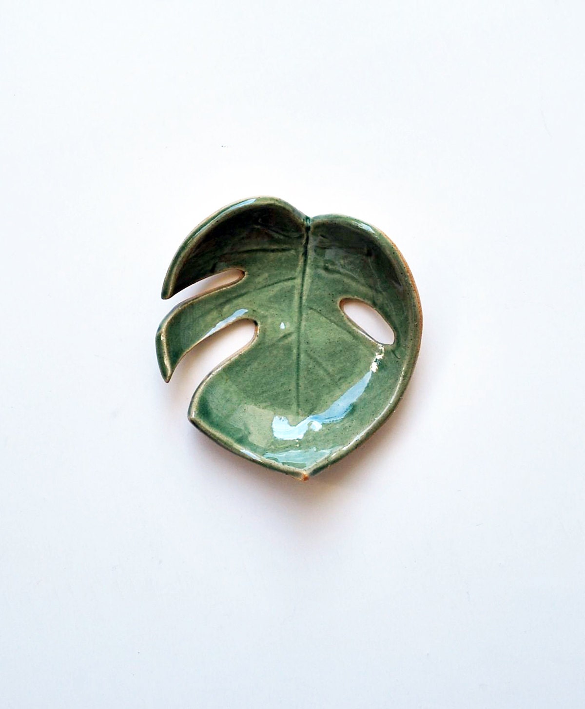 Green Philodendron Leaf Bowl Ceramic by LaurenSumnerPottery