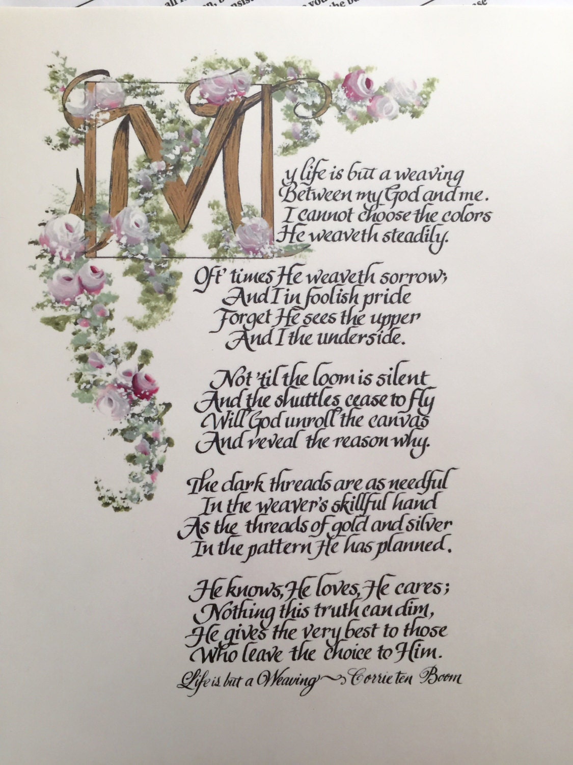My Life is but a Weaving/ecru/The Tapestry Poem by Corrie ten