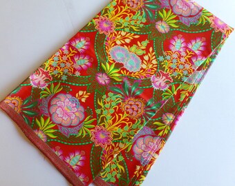Floral Red African Fabric Dutch Wax Java Style