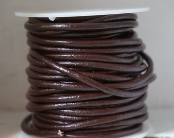 3mm Round Brown Leather Cord 1 yard