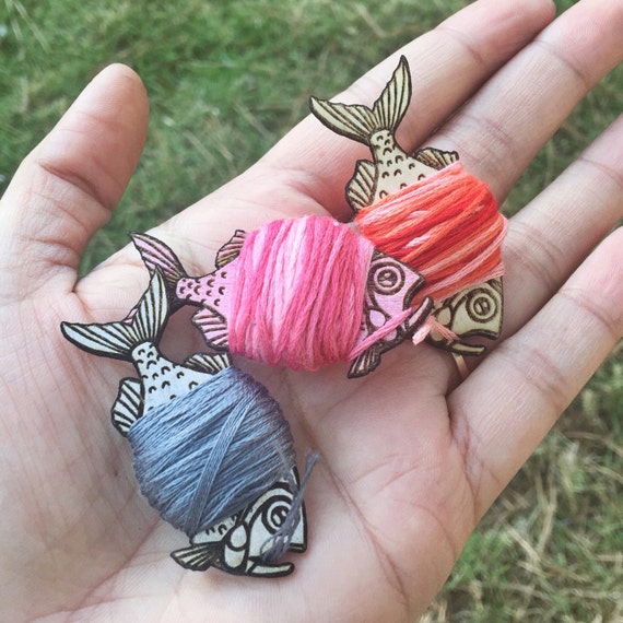 Embroidery Floss Bobbins Fish Cute Bobbins Set of 5