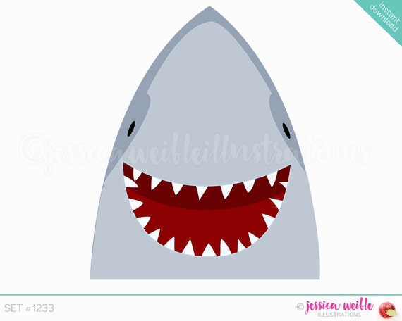 Download Instant Download Happy Shark Cute Digital Clipart Smiling