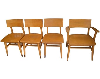 Set of Four Dining Chairs of Rock Maple from Midcentury, Midwestern School