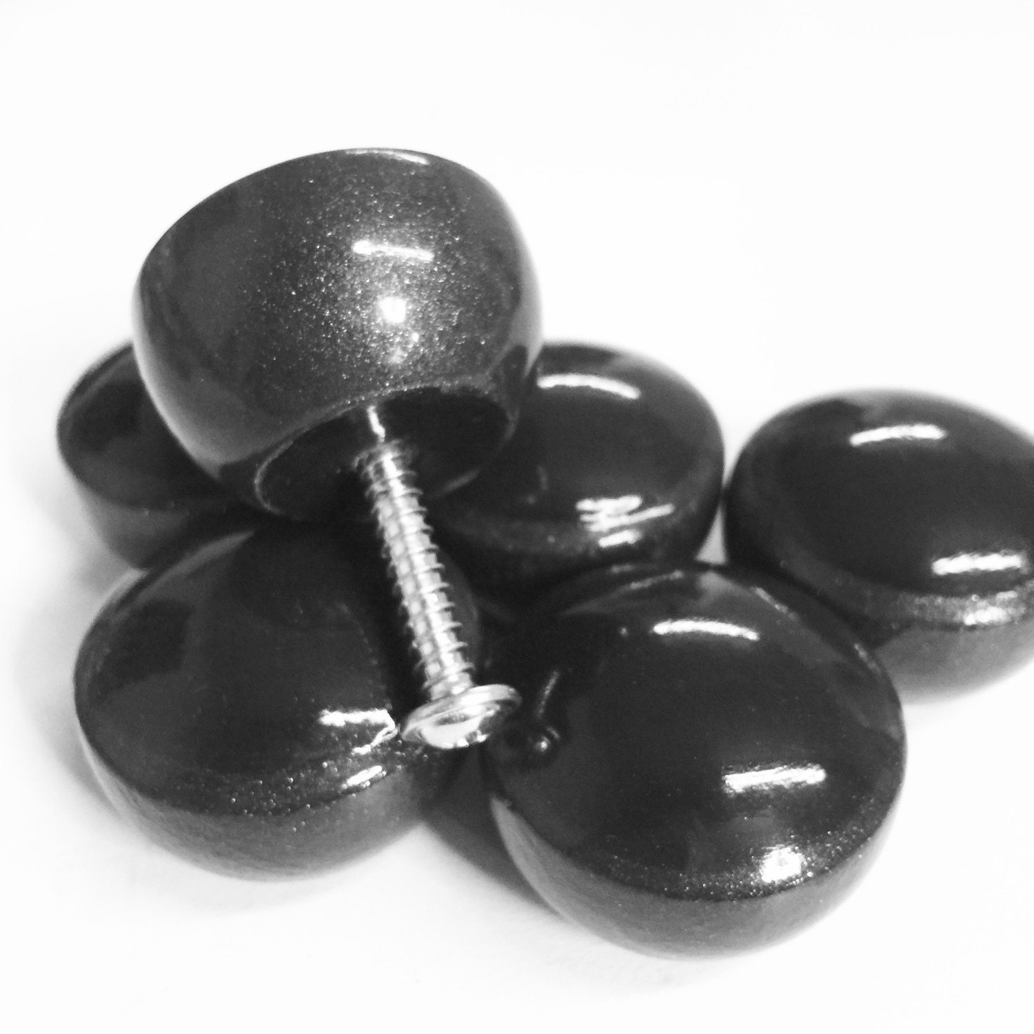 KNOBS Dresser Drawer Pulls Dark Sparkly Grey & Black