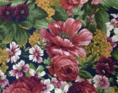 Flower Print Fabric - Wine Red and Green Floral Fabric - Old English Rose - Gail Kessler by Andover - English Rose Quilt Fabric - 41 inches Flower Print Fabric - Wine Red and Green Floral Fabric - Old English Rose - Gail Kessler by Andover - English Rose Quilt Fabric - 41 inches