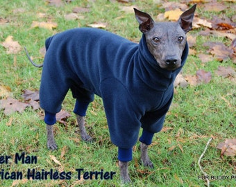 Polartec® 200 weight Fleece Winter Body Suit for Italian Greyhounds, American Hairless, and all small dogs.