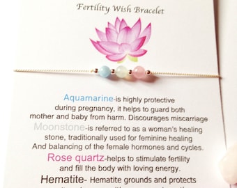 Fertility bracelet, IVF, Fertility, Gemstone healing bracelet, Pregnancy, Dainty bracelet, Adjustable silver bracelet, Hormone balance