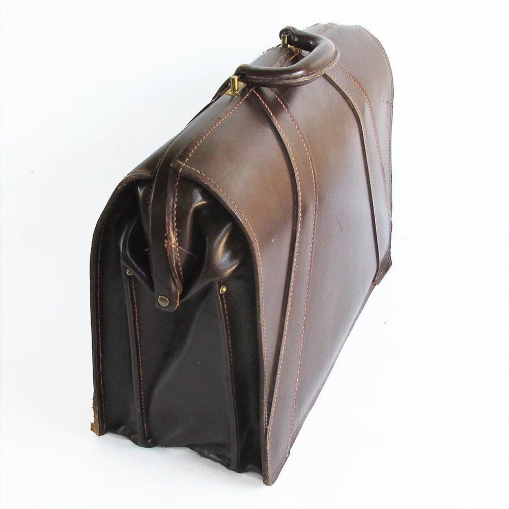 Mid Century Dark Brown Leather Briefcase