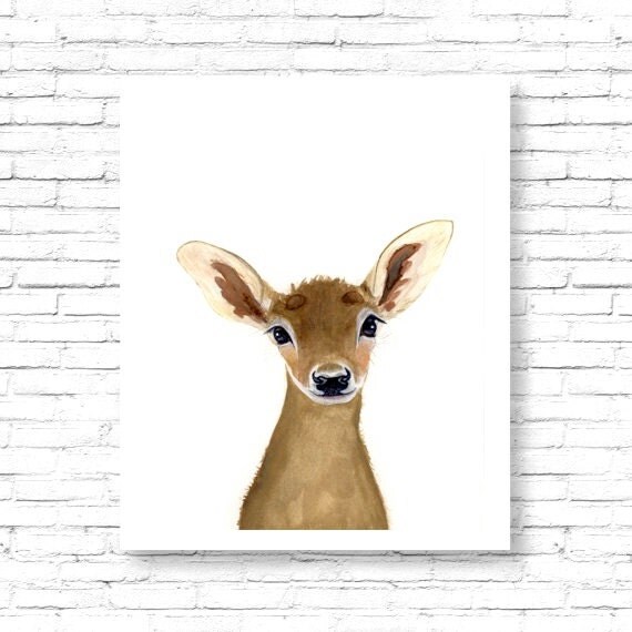 Watercolor fawn deer painting Animal Paintings Fox Bear