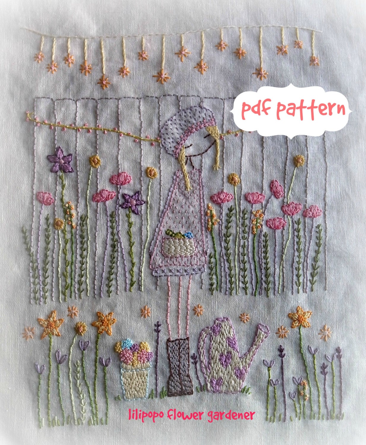 flower gardener hand embroidery pattern PDF by LiliPopo on ...