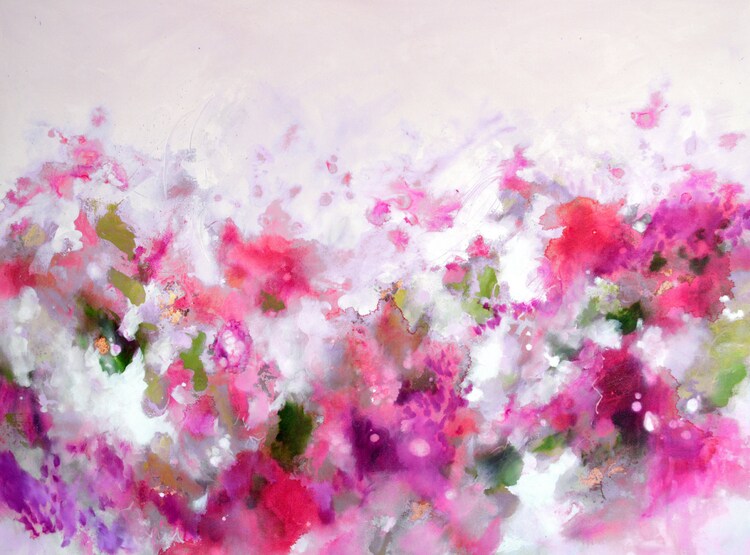 Large Canvas Art Wall Art Pink and Green Abstract by Tamarrisart