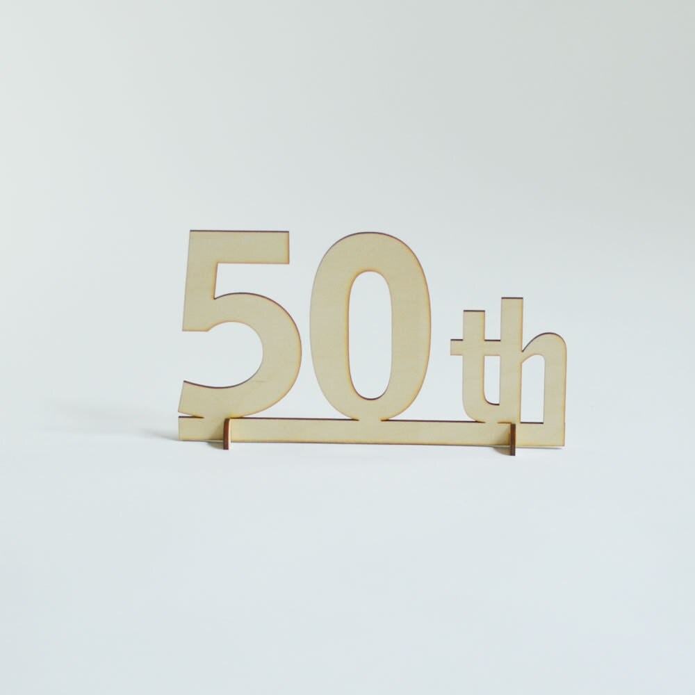 Natural Wood 50th Stand Up Number Table by KimsWoodSpecialties