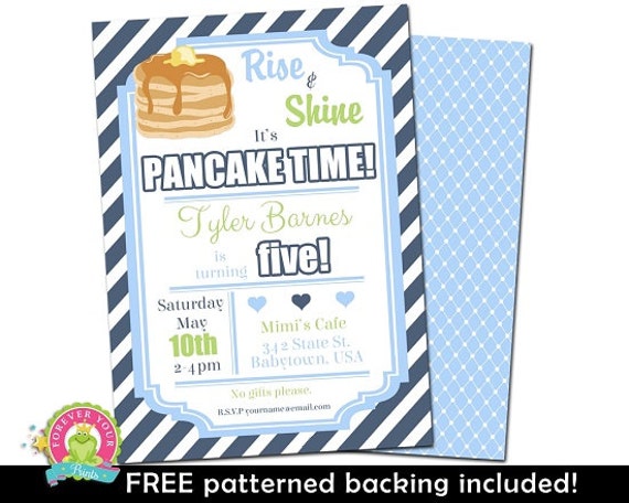 Pancakes and Pajamas Invitation - Boys Pancakes and Pajamas Birthday - Boys Pancake Invitation - Sleepover Party Invitation - Boys Birthday Il_570xn