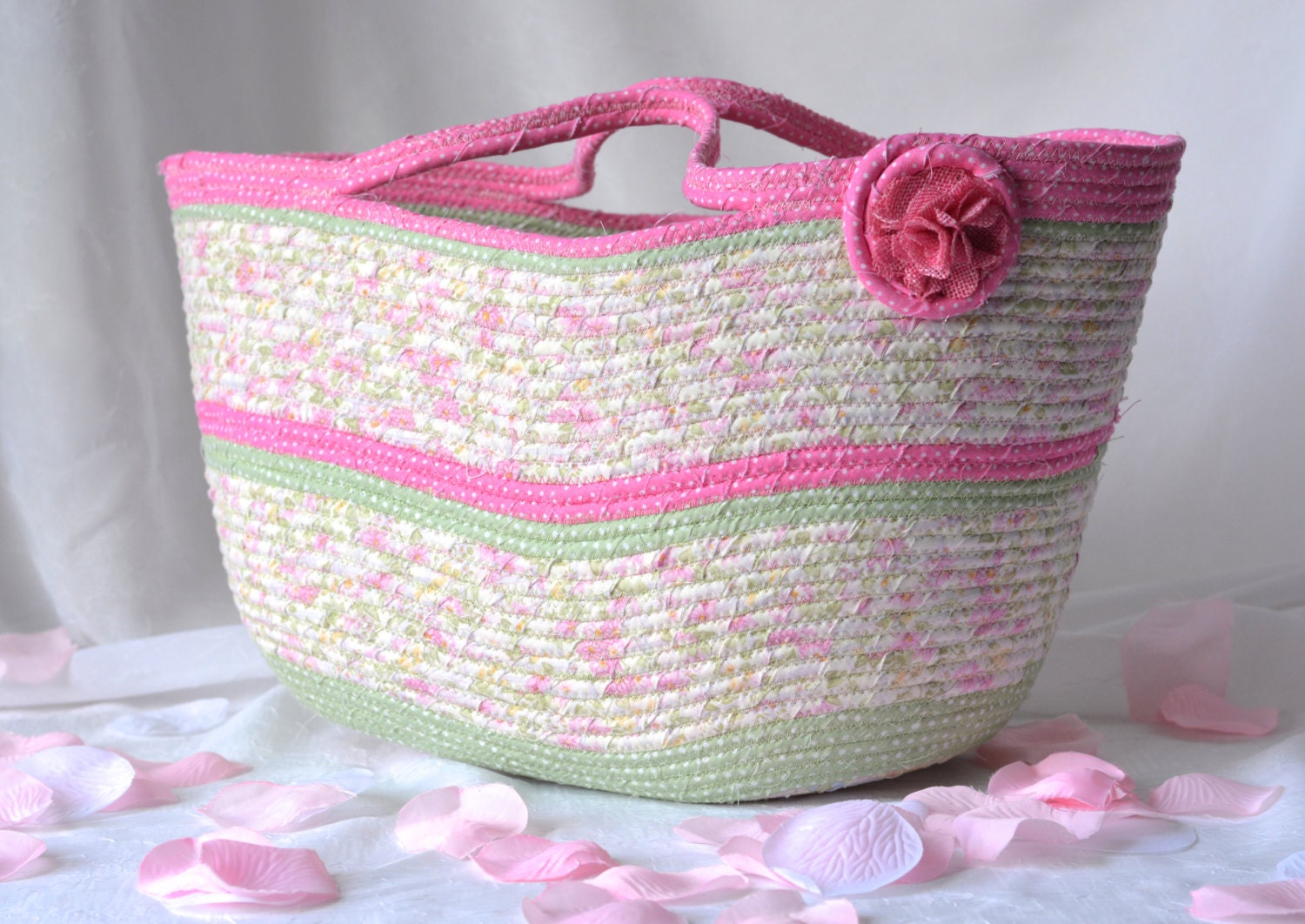 Shabby Chic Tote Bag Handmade Moses Basket Lovely Pink