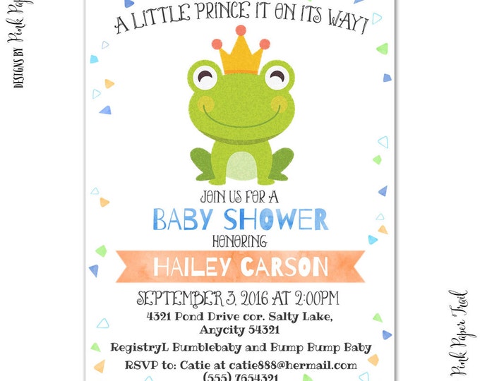 Frog Prince Invitation - Little Frog Prince - Birthday, Baby Shower, Bridal Shower Printable Invitation - Print Your Own