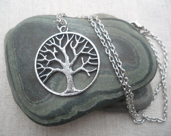 Silver Tree Necklace Tree of Life Silver Necklace Tree Jewelry Simple Everyday Silver Necklace