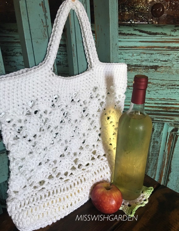 Cotton Handmade Market Tote by MissWishGarden on Etsy