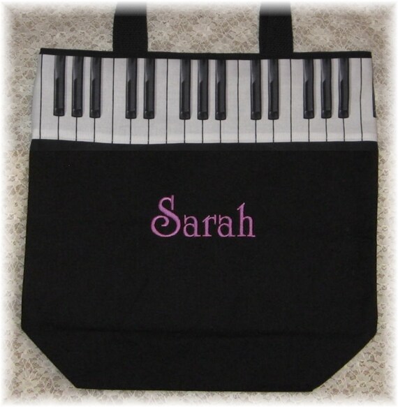 Child&#39;s personalized PIANO music tote bag lesson book bag