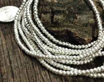 Tiny 2mm Round Spacer Beads - Fine Silver Seed Beads - 2.6mm x 2.6mm - Karen Hill Tribe 100 Pc - Oakhill Silver Supply MB73