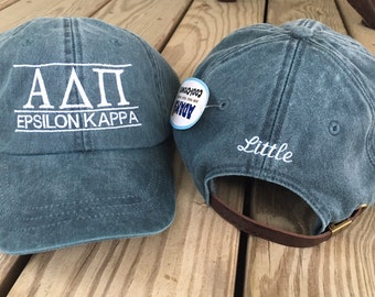Personalized Monogrammed Baseball Cap Hat. ANY Sorority Greek Letters available. Alpha Chi Omega, Delta Zeta, Alpha Delta Pi