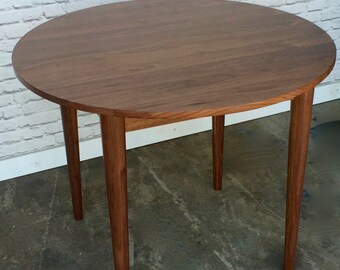 Round Walnut Dining Room Table - Mid Century Modern Inspired