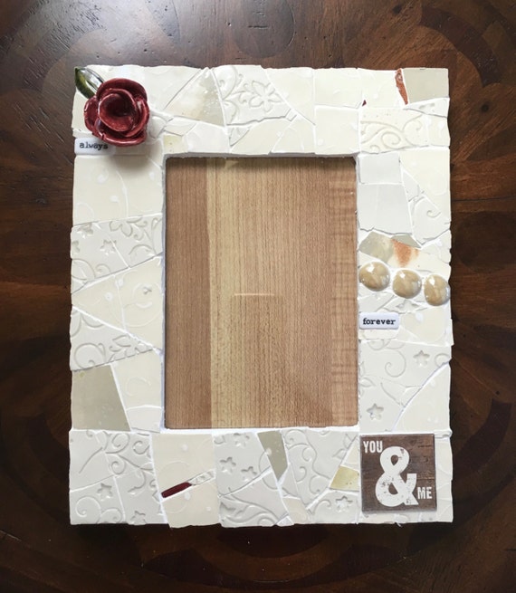 You and Me frame Mosaic Wedding frame white frame New