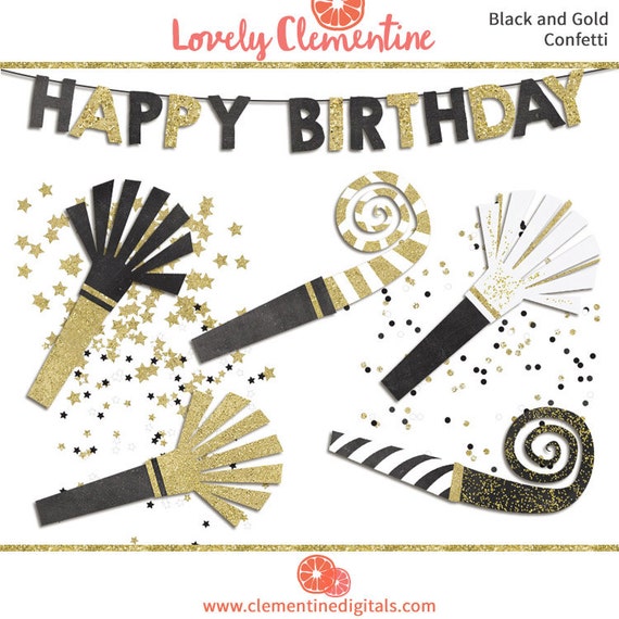Black and gold birthday clip art images confetti clip art
