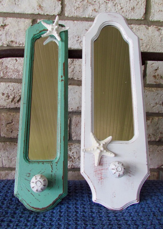 Set of Coastal Style Wall Mirrors Distressed with Starfish