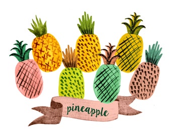 Pineapple Clipart Gold Texture Pineapples Watercolor