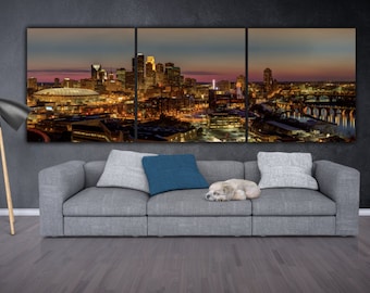 Minneapolis Skyline on Canvas, Large Wall Art, Minneapolis Print, Minneapolis art, Minneapolis Photo, Minneapolis Canvas, panoramic