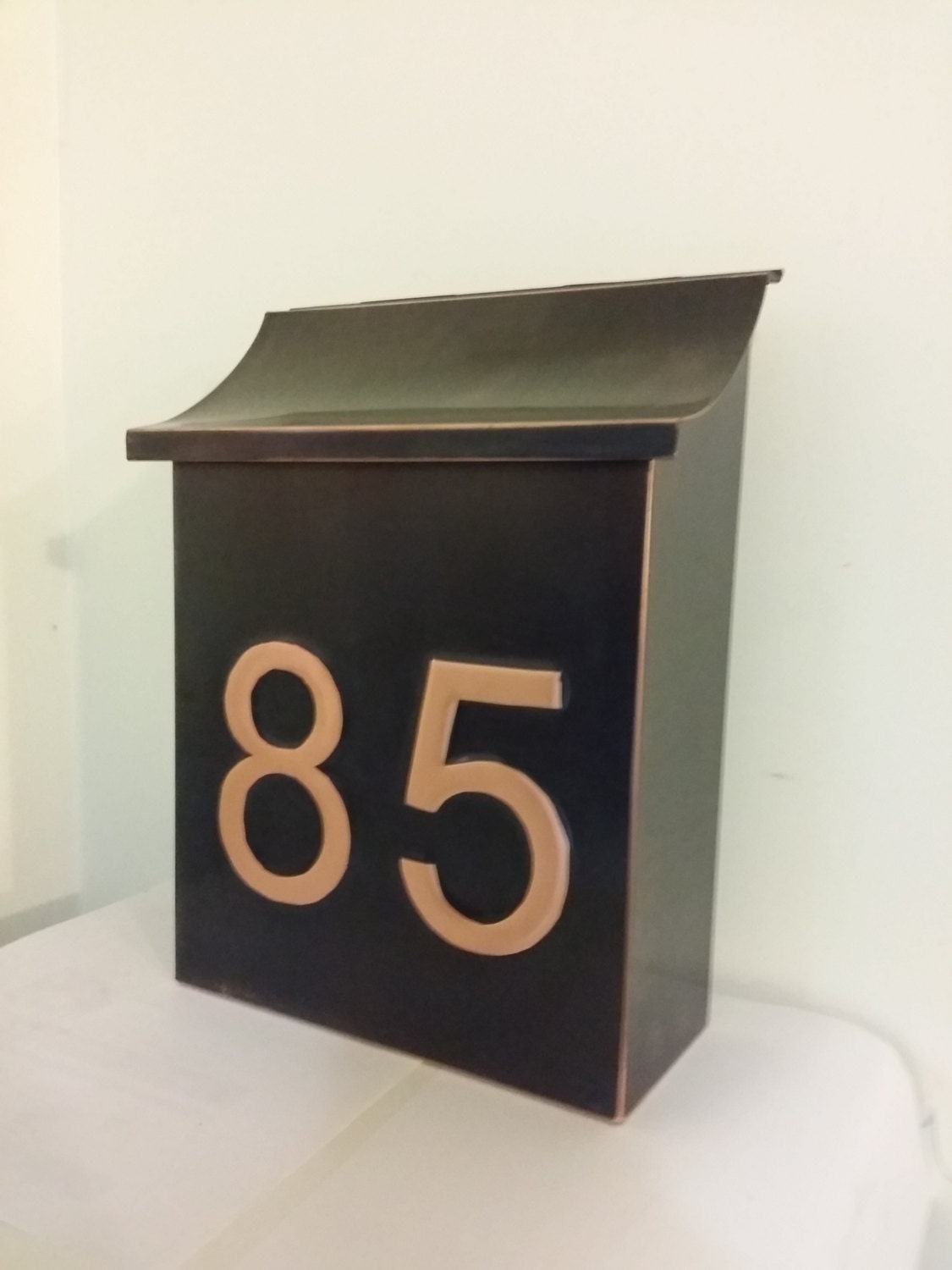 Flush Mount Copper Mailbox with house numbers