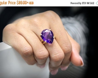SUMMER SALE - Amethyst ring,gold ring,cocktail ring,statement ring,gemstone ring,vintage ring,february birthstone ring