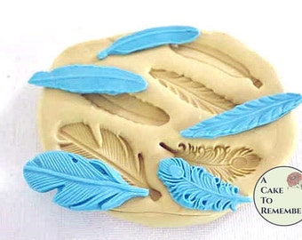 Feather mold for gumpaste and cake decorating. 1.5" to 2" feathers, good for cake pops. Polymer clay or resin mold, silicone mould M1017