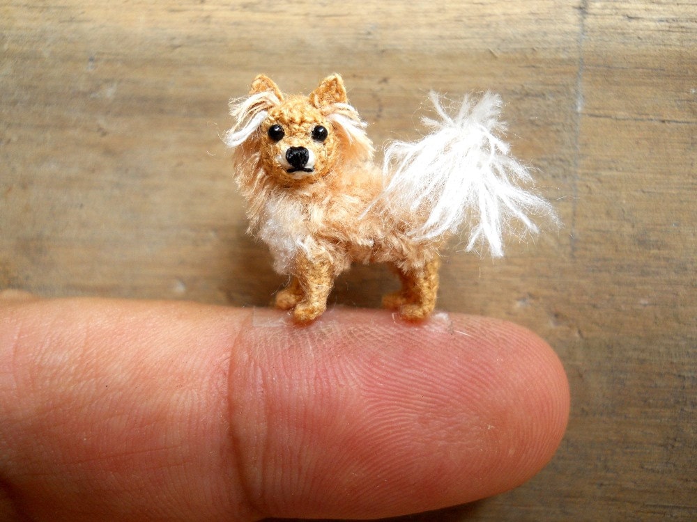 Long Hair Chihuahua Dog Amigurumi Crochet Tiny Dog Stuff